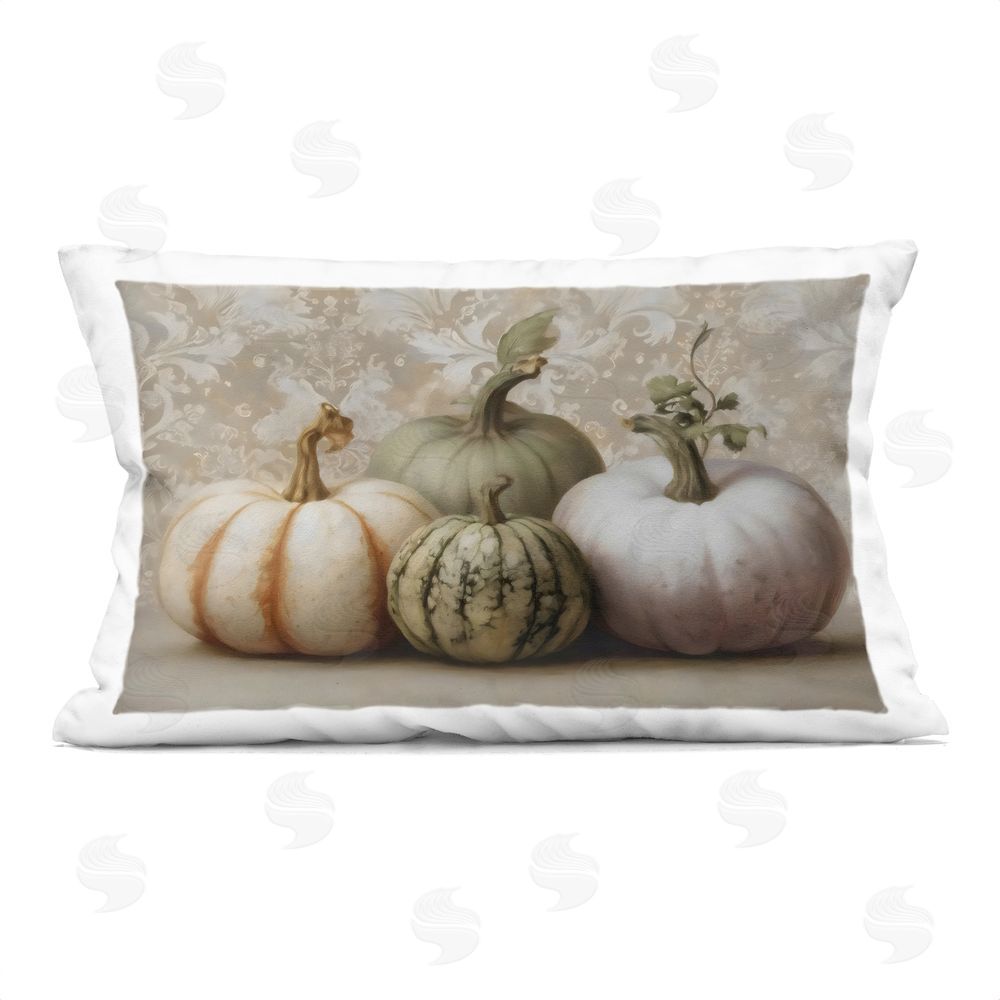 Arlington Prints Pastel Gourds on Vintage Pattern Printed Lumbar Throw Pillow
