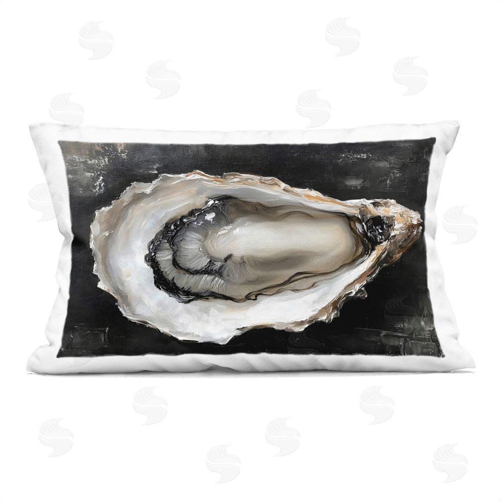 LSR Design Studio Black Oyster Pearlescent Shell Printed Lumbar Throw Pillow