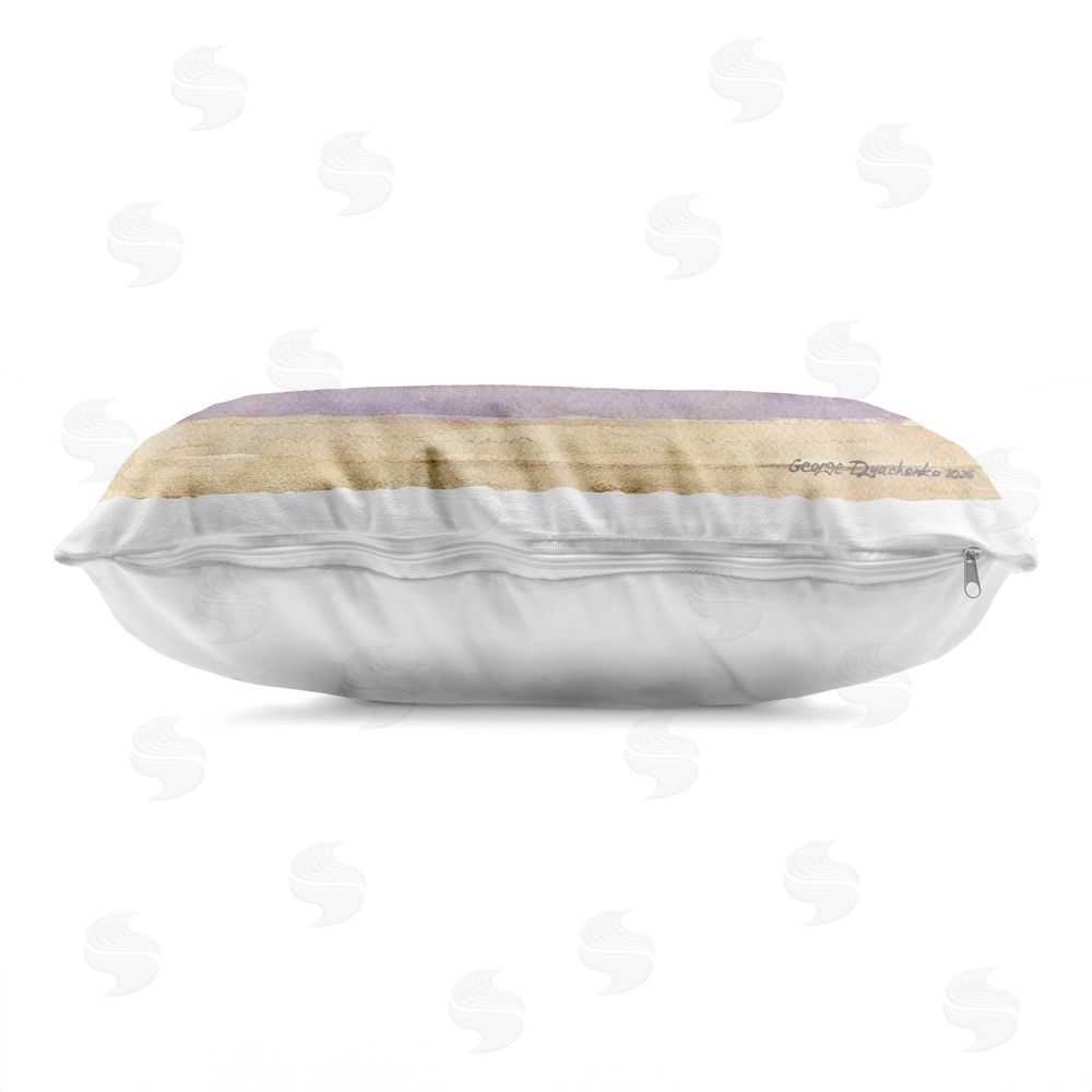 George Dyachenko Bear Family Trio Printed Lumbar Throw Pillow Side View with Zipper Detail