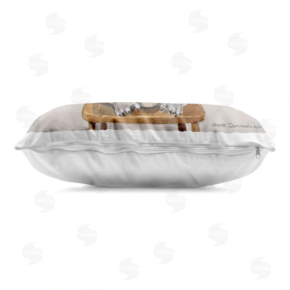George Dyachenko Koala with Coffee Mug Printed Lumbar Throw Pillow Side View with Zipper Detail