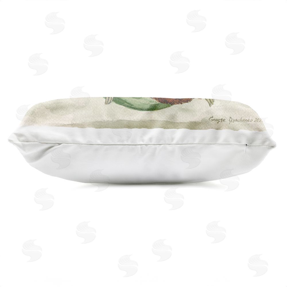 George Dyachenko Sloth On The Hammock Outdoor Printed Lumbar Throw Pillow Side View with Zipper Detail