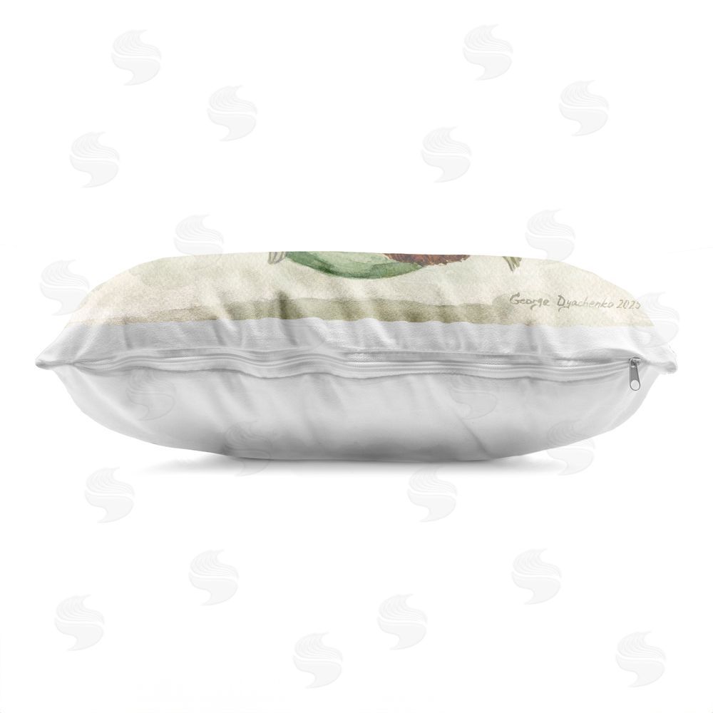 George Dyachenko Sloth On The Hammock Printed Lumbar Throw Pillow Side View with Zipper Detail