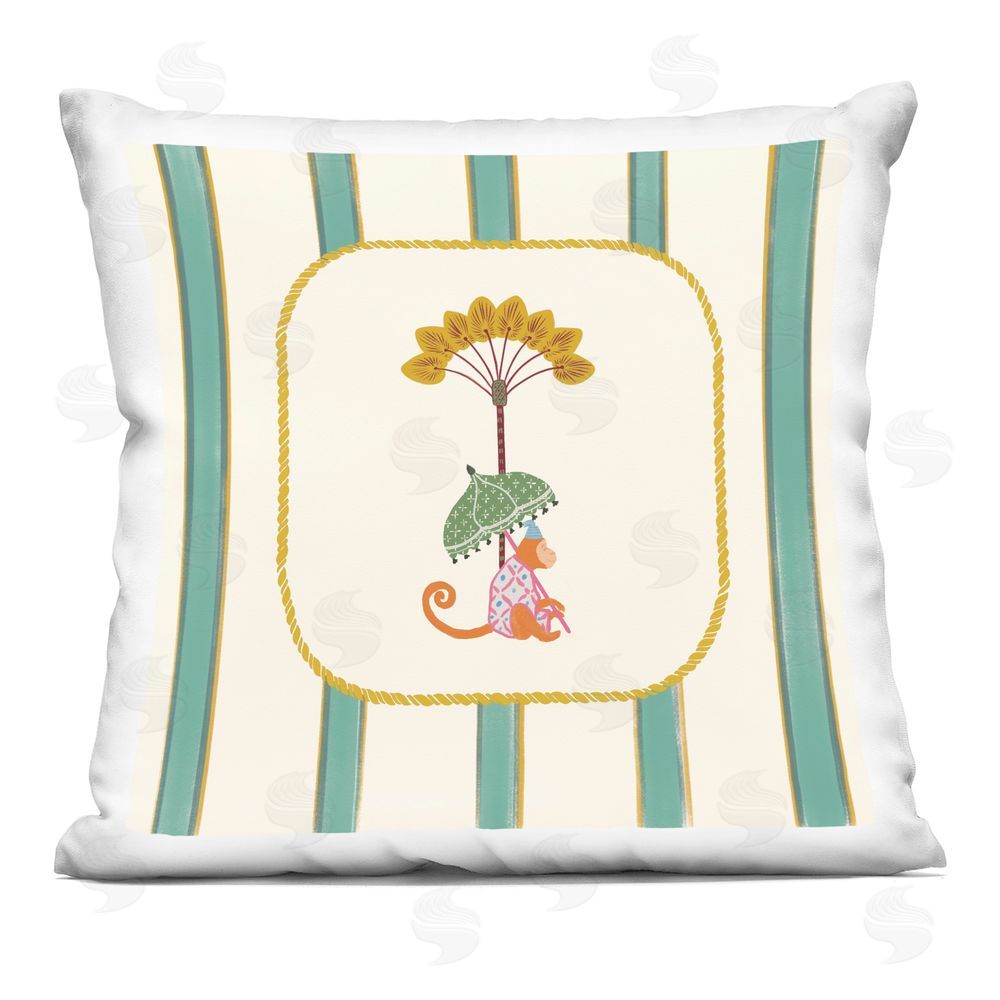 Radhika Modi Exotic Monkey Tropics Indoor Plush Polyester Square Throw Pillow