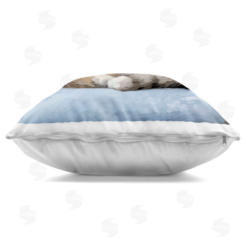Kim Curinga We're Fur-Real Friends Square Printed Throw Pillow Side View with Zipper Detail