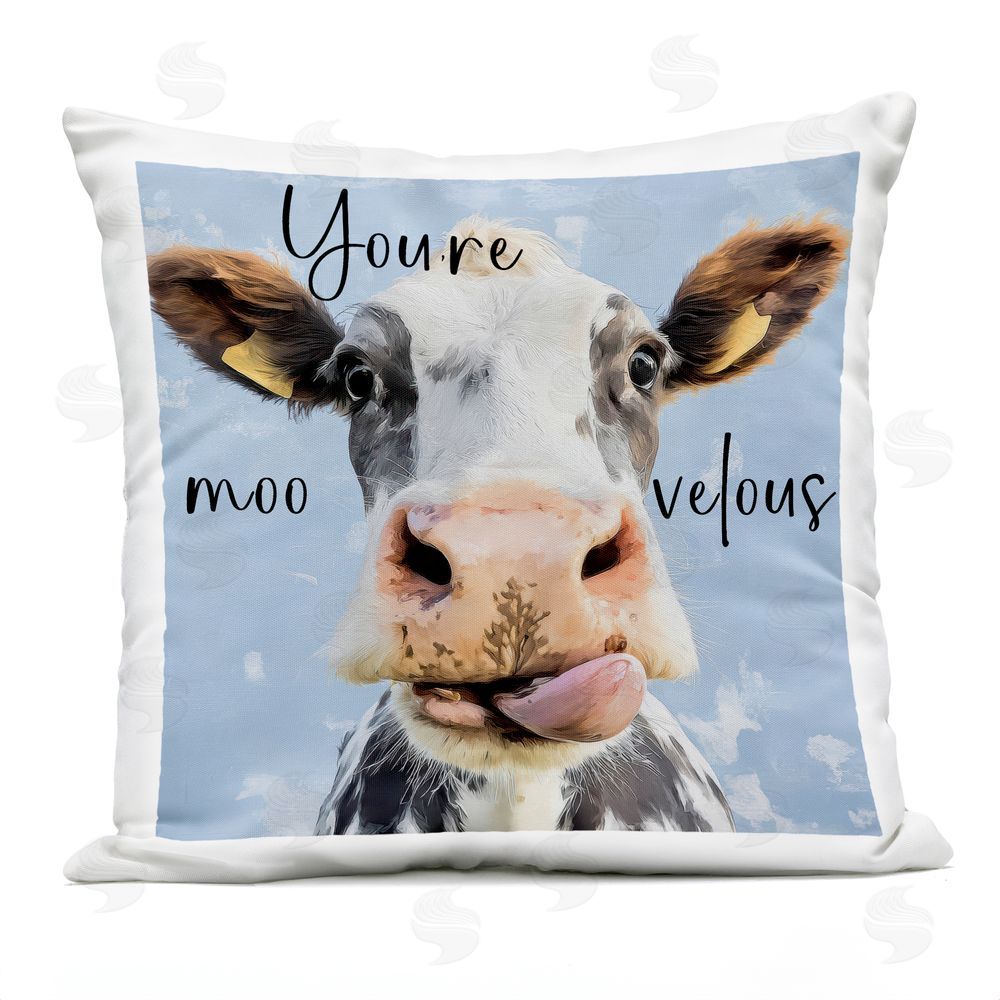 Kim Curinga You're Moo-velous Cow Outdoor Square Printed Throw Pillow