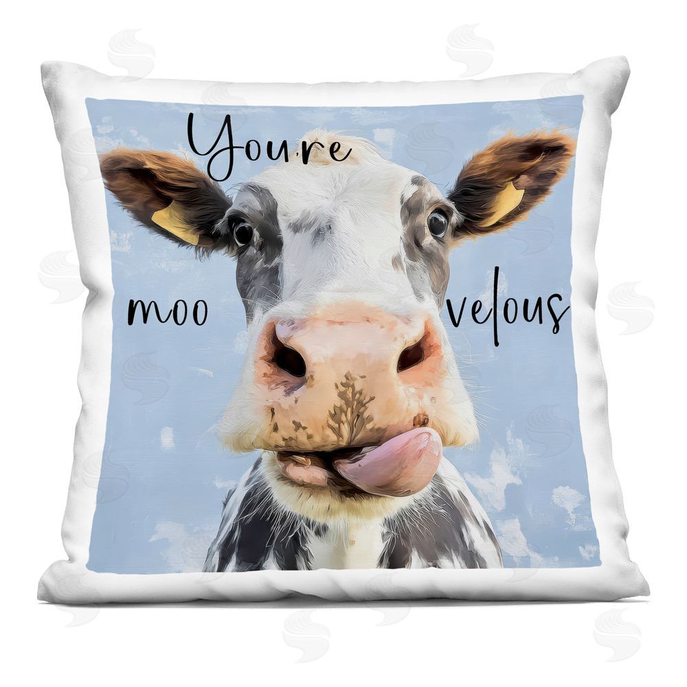 Kim Curinga You're Moo-velous Cow Square Printed Throw Pillow