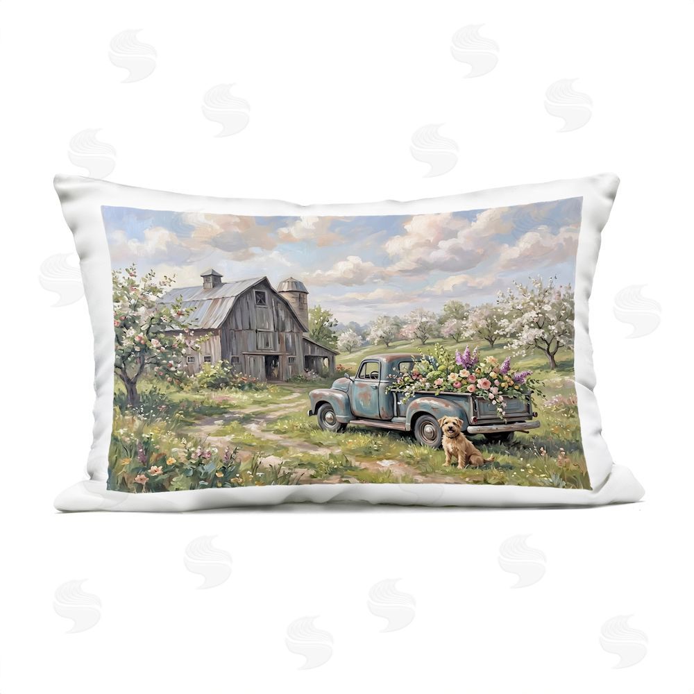 Tabz Jones Proud Dog by Truckload of Flowers Outdoor Printed Lumbar Throw Pillow