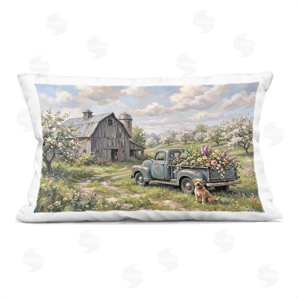 Tabz Jones Proud Dog by Truckload of Flowers Printed Lumbar Throw Pillow