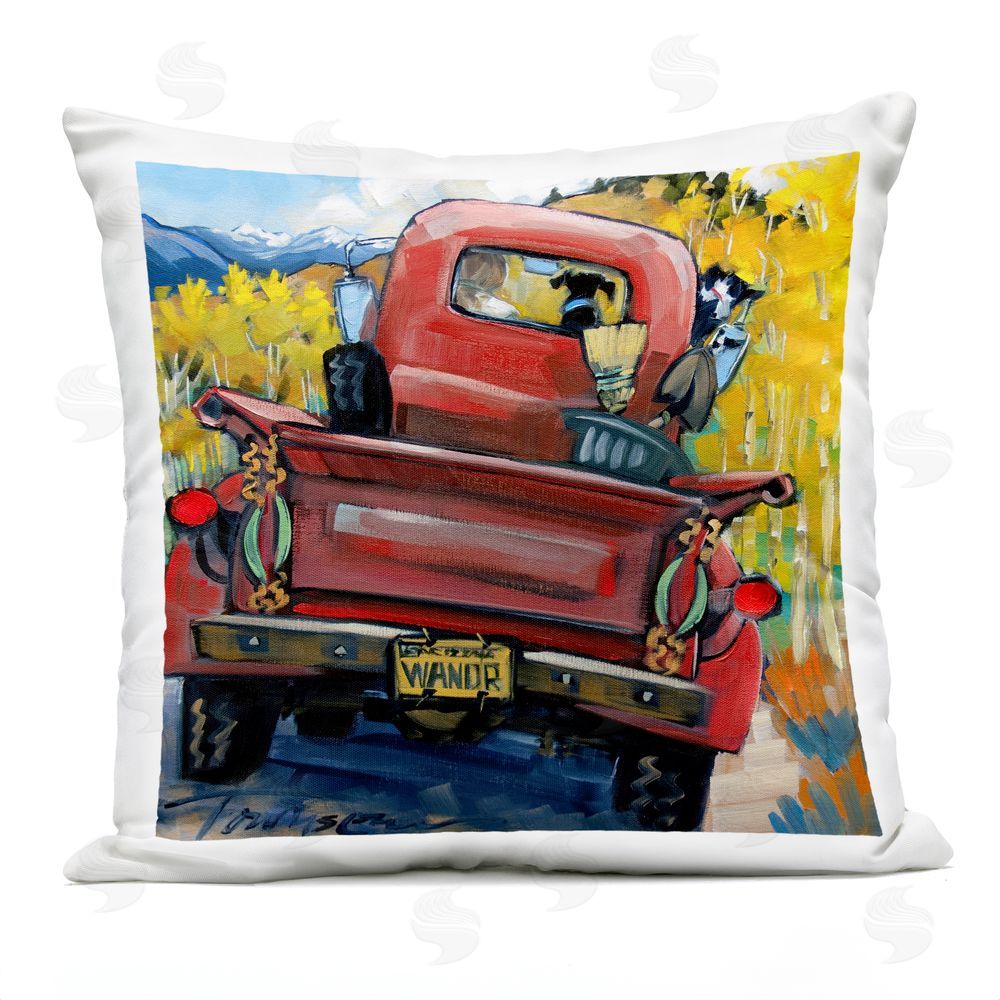 CR Townsend Wander Truck Through Wheat Grass Outdoor Square Printed Throw Pillow