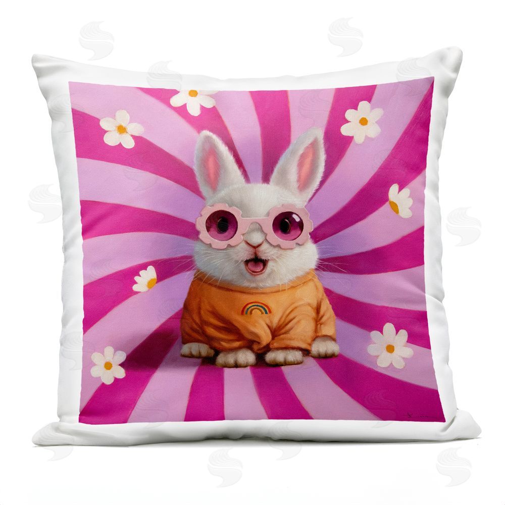 Lucia Heffernan Good Vibes Only Rabbit Outdoor Square Printed Throw Pillow