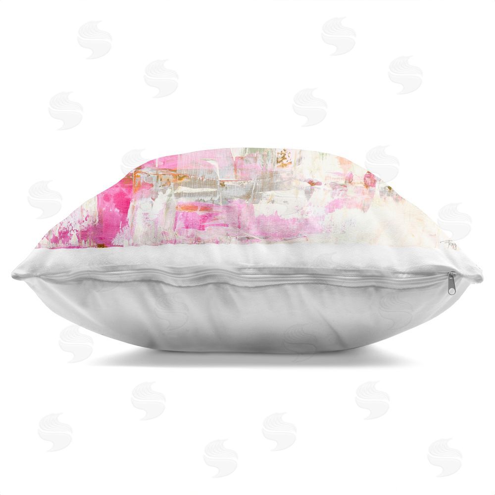 Design Fabrikken New Age Pink Abstract Square Printed Throw Pillow Side View with Zipper Detail