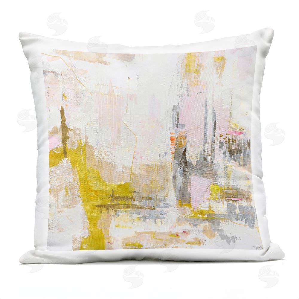 Design Fabrikken New Age Yellow Abstract Outdoor Square Printed Throw Pillow