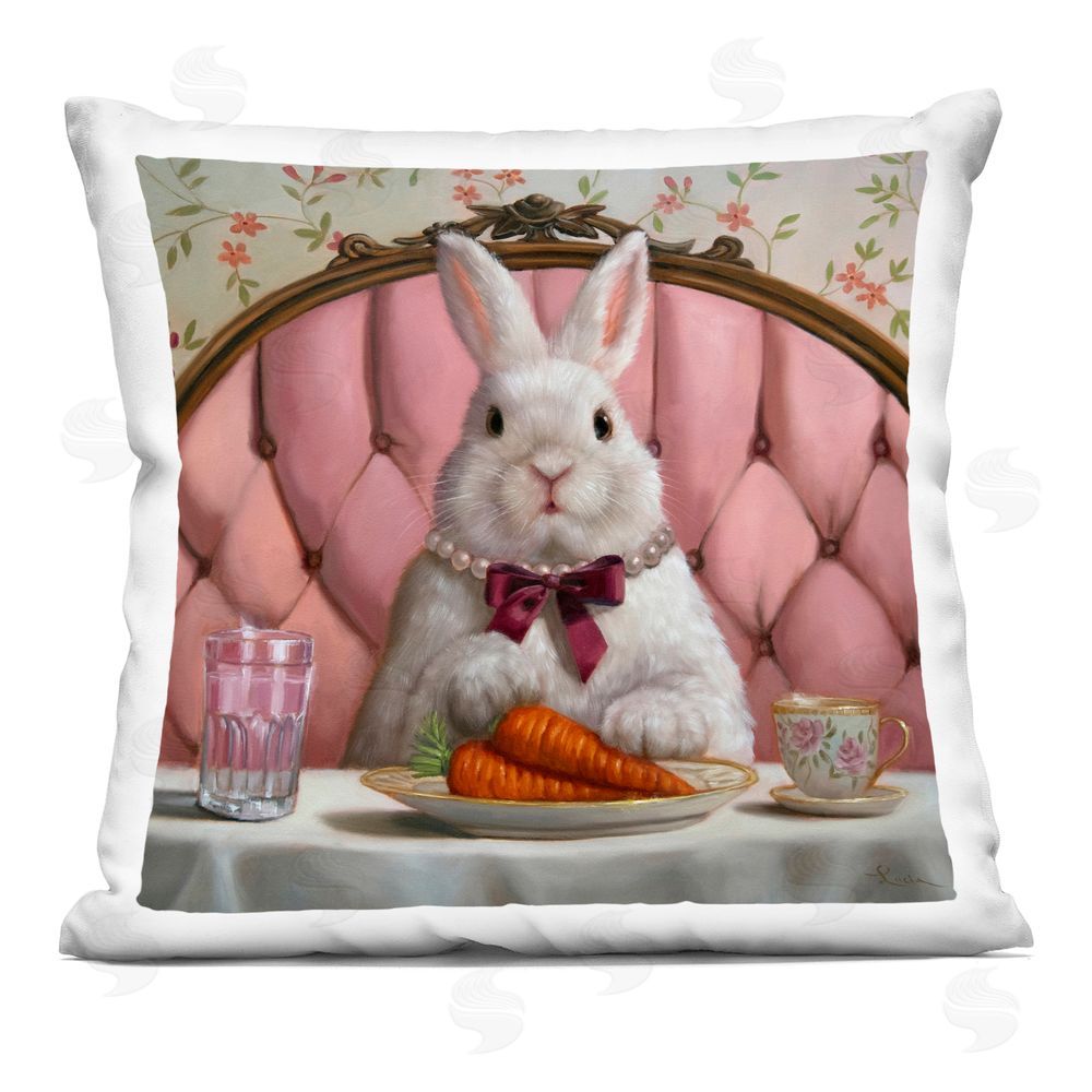 Lucia Heffernan Bun Appetit Rabbit Dining Square Printed Throw Pillow