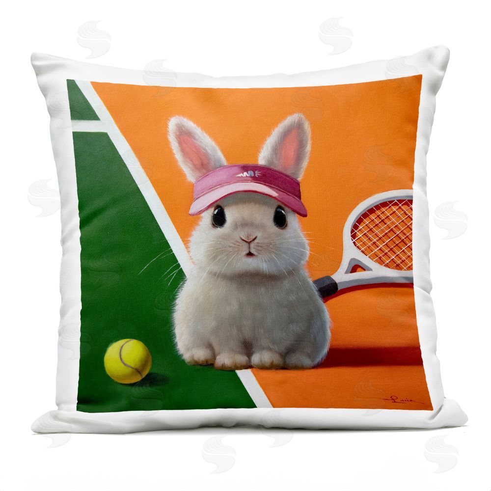 Lucia Heffernan Match Ready Tennis Bunny Outdoor Square Printed Throw Pillow