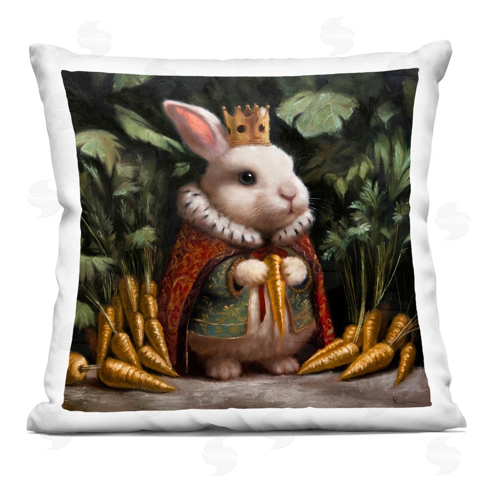 Lucia Heffernan Carrot Gold Royal Rabbit Square Printed Throw Pillow