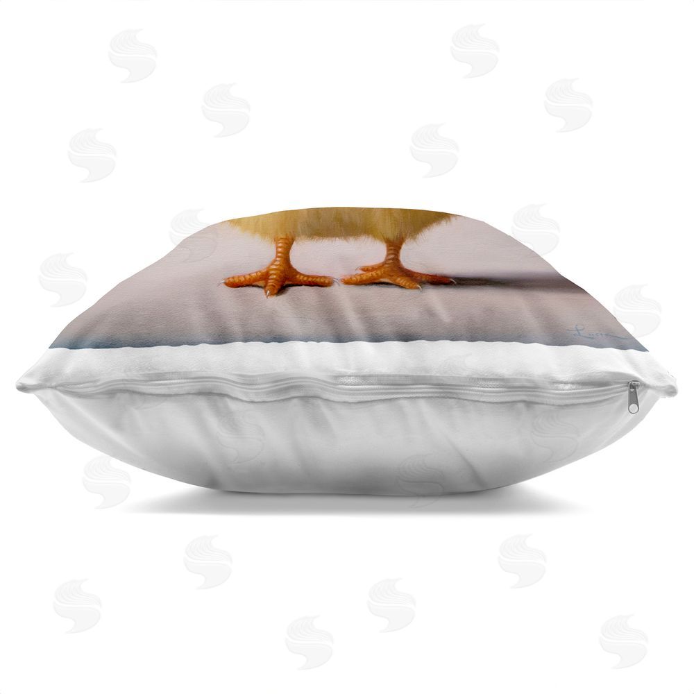 Lucia Heffernan Audrey Henburn Famous Chick Square Printed Throw Pillow Side View with Zipper Detail