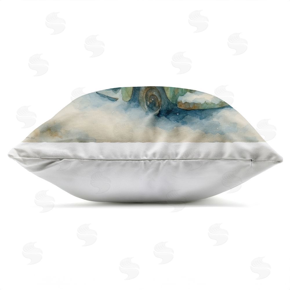 Antony Smith Snow Frosted Vintage Truck Outdoor Square Printed Throw Pillow Side View with Zipper Detail