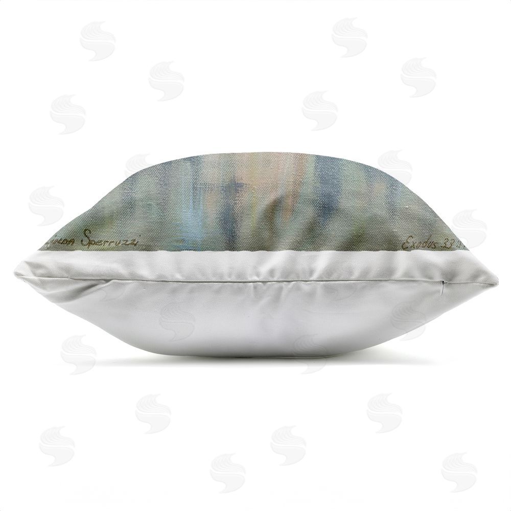 Linda Sperruzzi Dreamlike Restful Angel Outdoor Square Printed Throw Pillow Side View with Zipper Detail