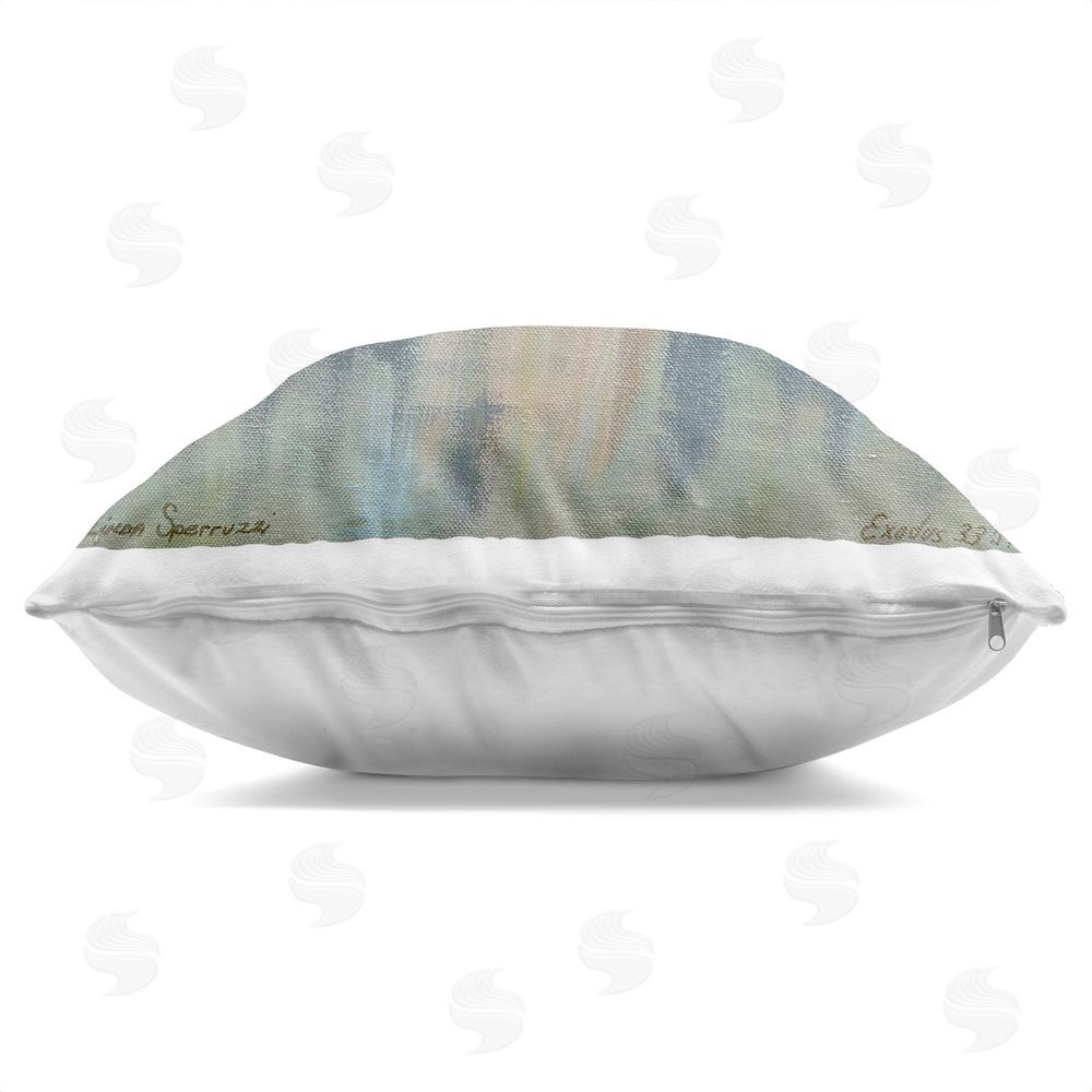 Linda Sperruzzi Dreamlike Restful Angel Square Printed Throw Pillow Side View with Zipper Detail