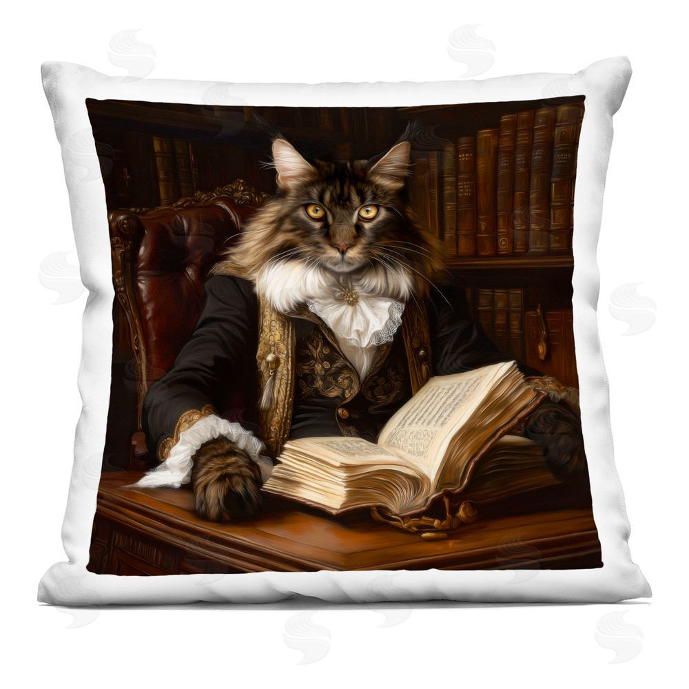 Kelley Parker The Feline Philosopher Indoor Plush Polyester Square Throw Pillow