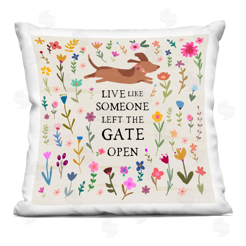 Amylee Weeks Live Like Gate Left Open Indoor Plush Polyester Square Throw Pillow