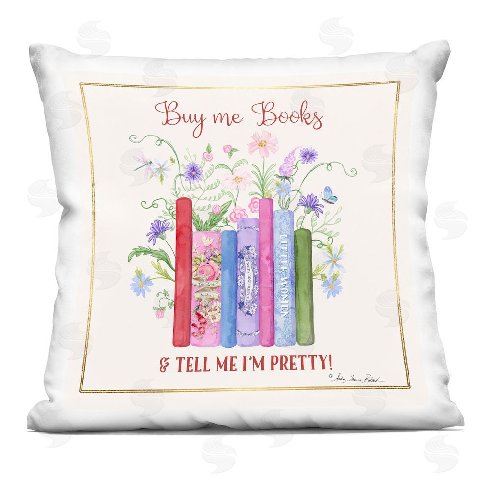 Audrey Jeanne Roberts Buy Me Books Charming Phrase Indoor Plush Polyester Square Throw Pillow