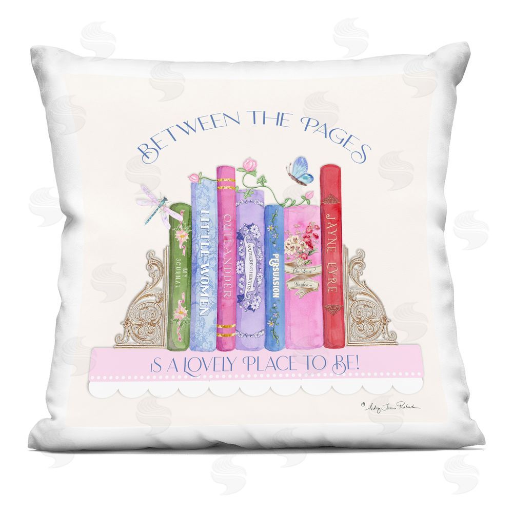 Audrey Jeanne Roberts Between The Pages Lovely Place To Be Indoor Plush Polyester Square Throw Pillow