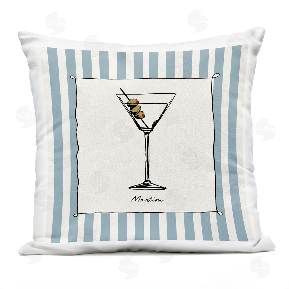 Susan Jill Martini Summer Stripes Outdoor Square Printed Throw Pillow