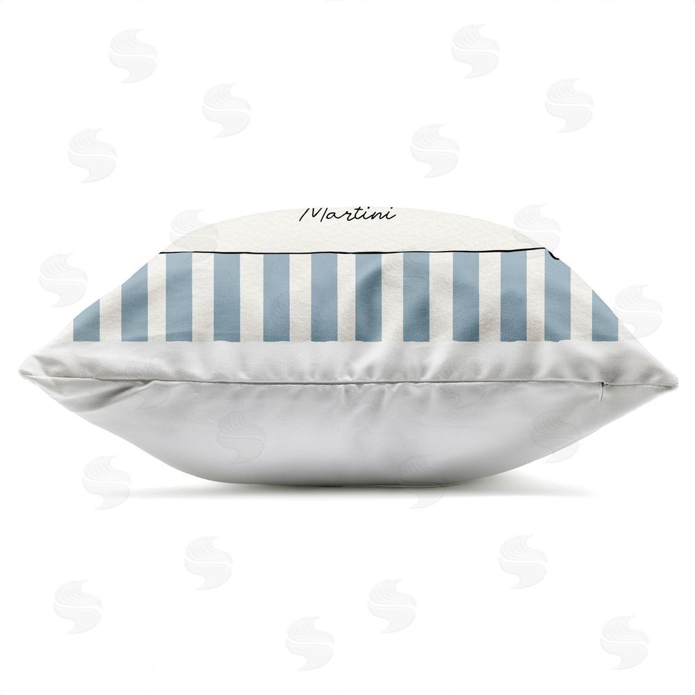 Susan Jill Martini Summer Stripes Outdoor Square Printed Throw Pillow Side View with Zipper Detail