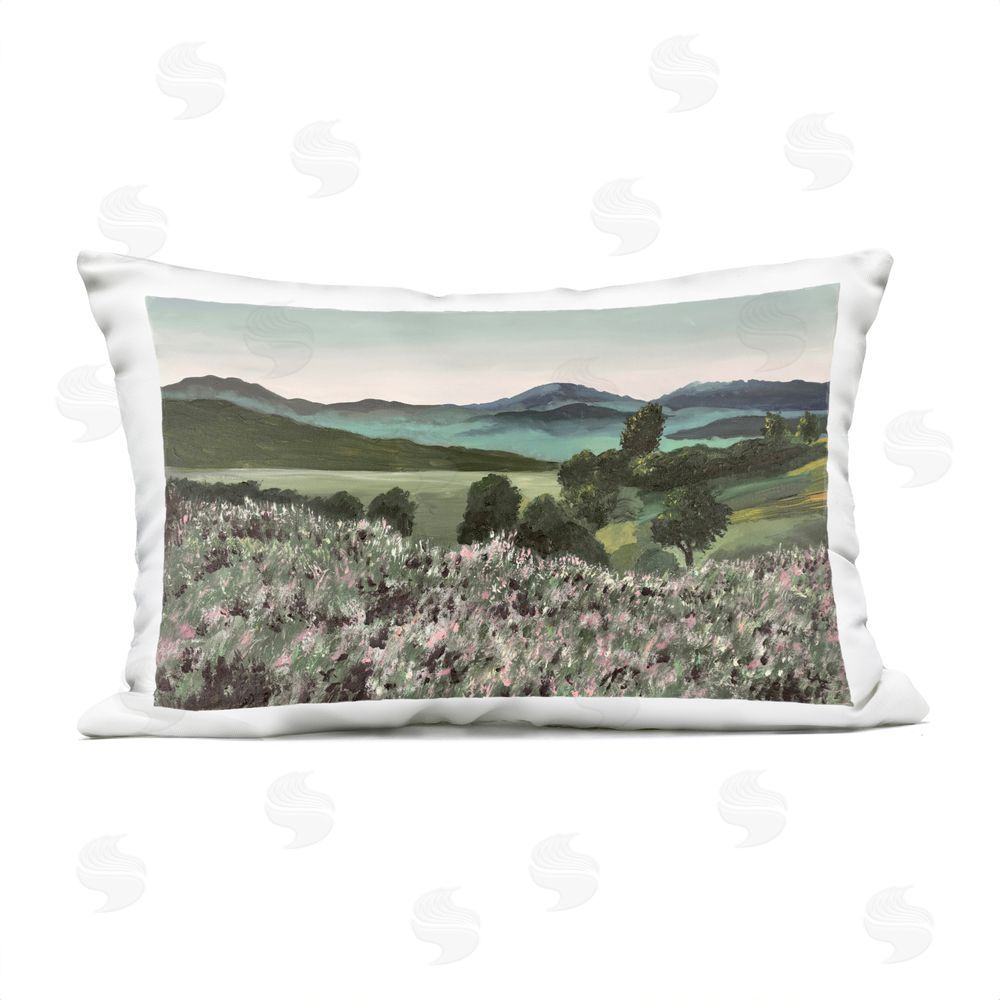 Lee Ann Zirbes Windblown Meadow Blooms Outdoor Printed Lumbar Throw Pillow