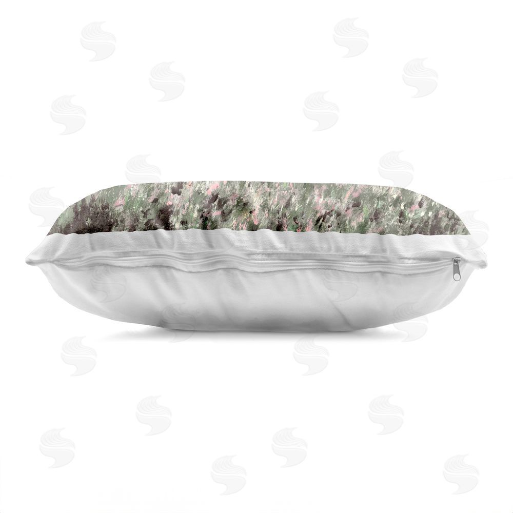 Lee Ann Zirbes Windblown Meadow Blooms Printed Lumbar Throw Pillow Side View with Zipper Detail