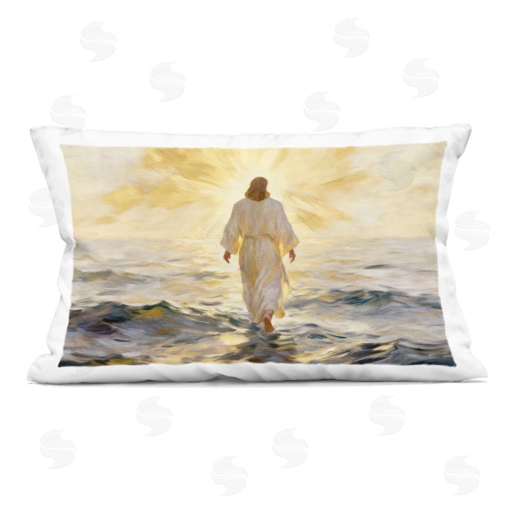 Kim Allen Golden Walk Spiritual Figure Printed Lumbar Throw Pillow
