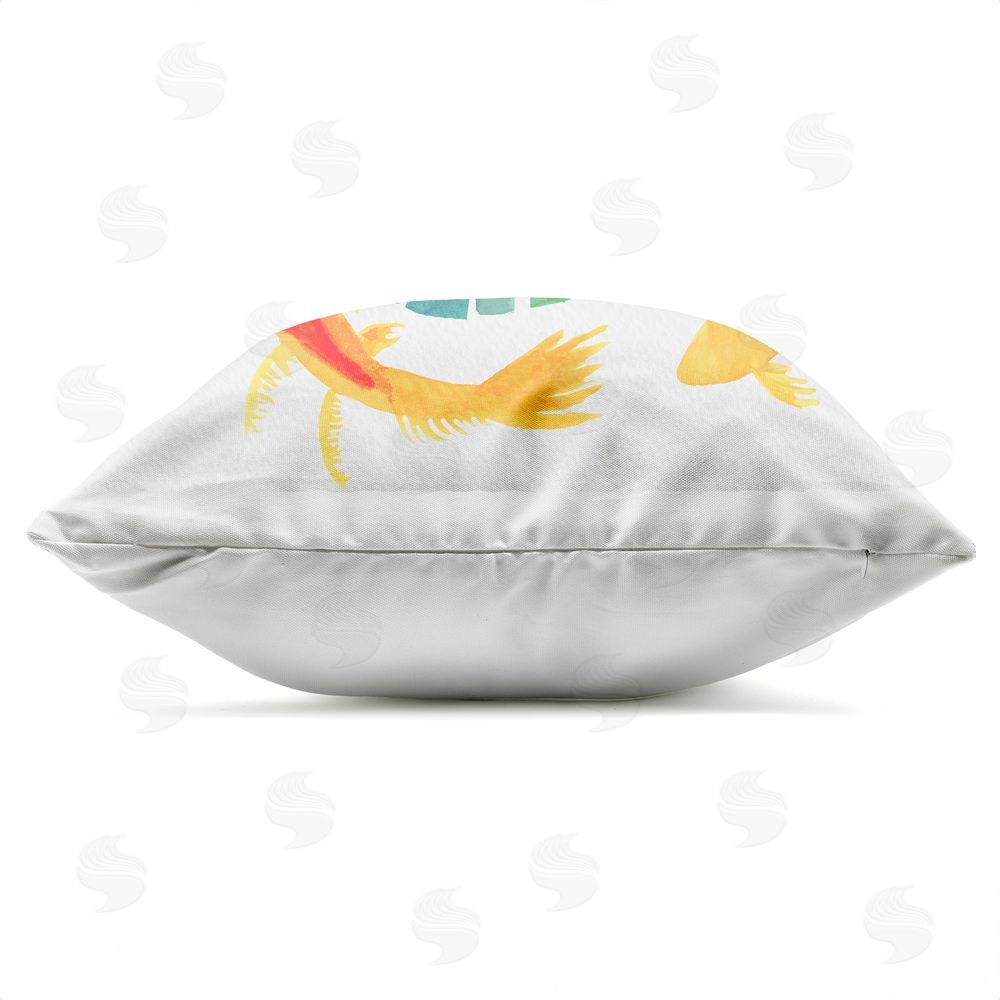 Hillary Holt Lotus Garden Orbital Fish Outdoor Square Printed Throw Pillow Side View with Zipper Detail