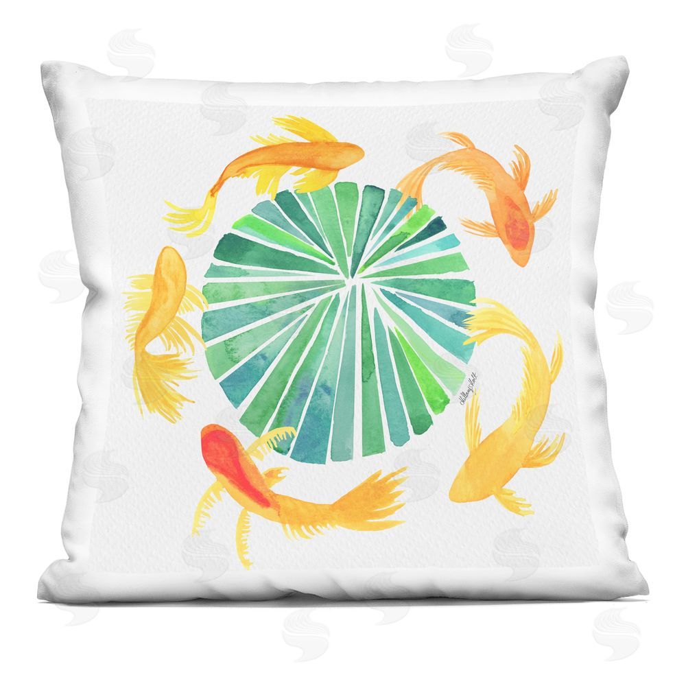 Hillary Holt Lotus Garden Orbital Fish Square Printed Throw Pillow