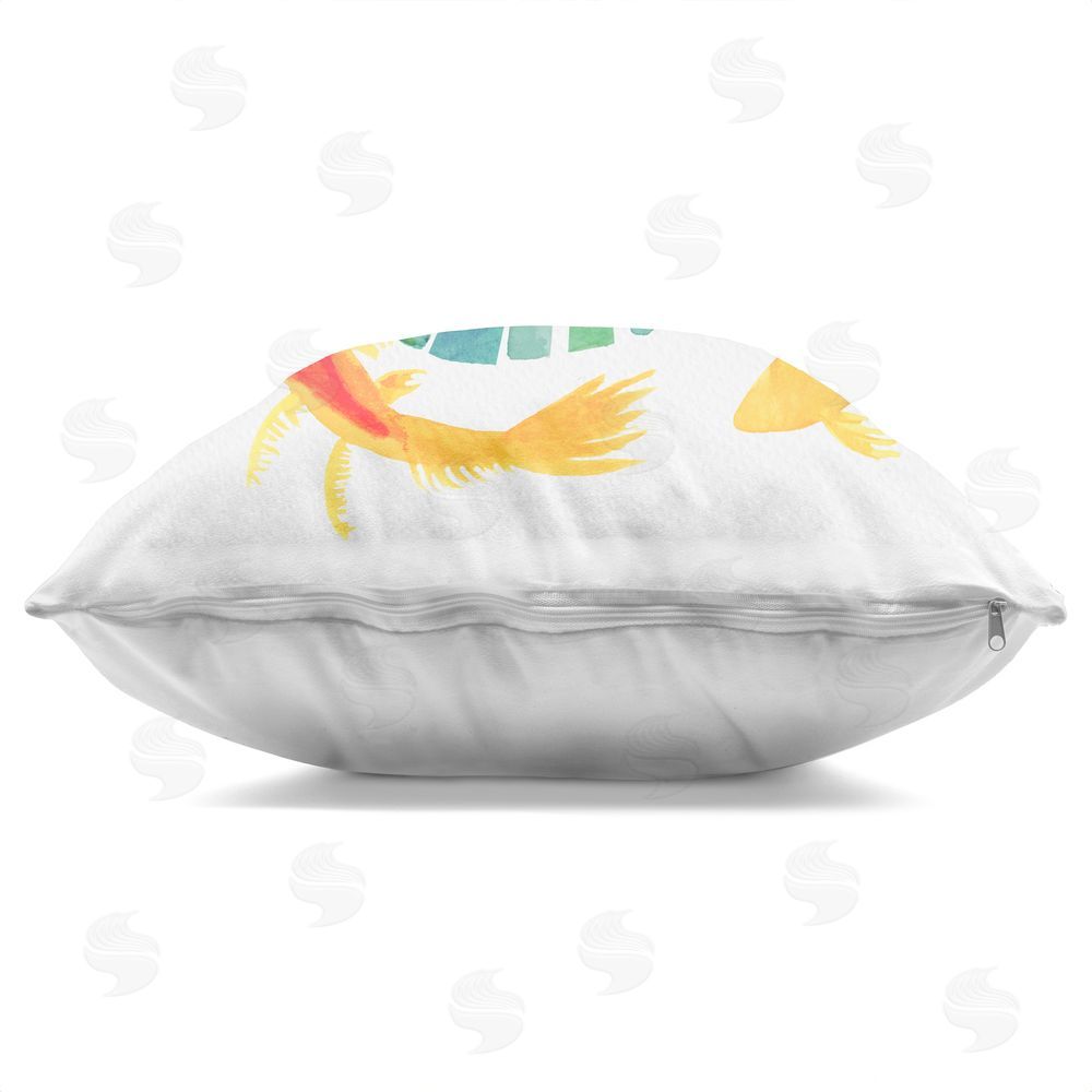 Hillary Holt Lotus Garden Orbital Fish Square Printed Throw Pillow Side View with Zipper Detail