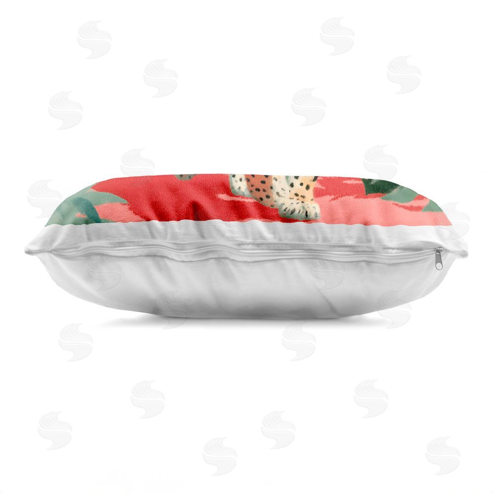 A Barefoot Stylist Big Cat & Color Indoor Plush Polyester Lumbar Pillow Zipper Detail