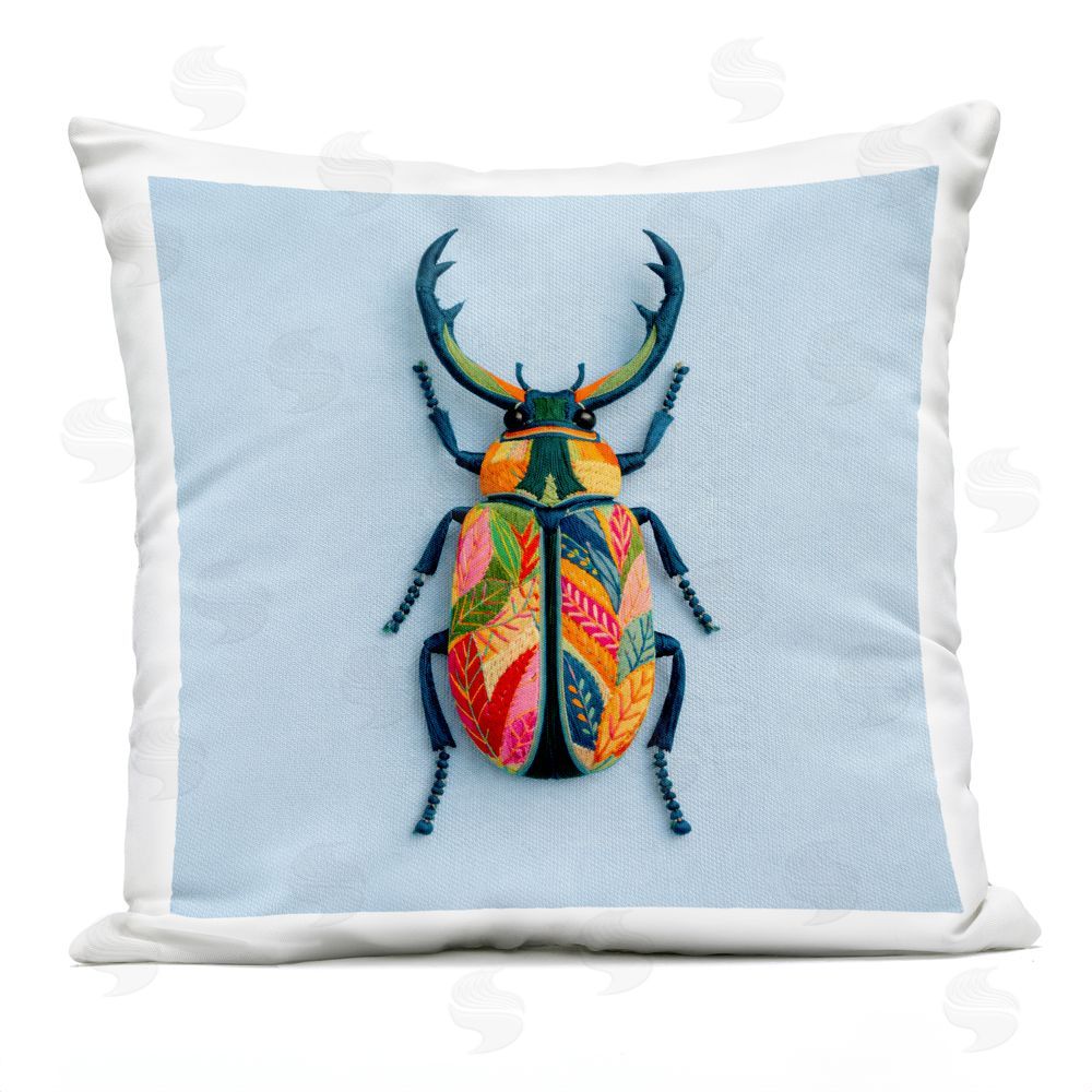 A Barefoot Stylist Beautiful Faux Embroidery Bug Outdoor Quick-Dry Polyester Square Throw Pillow