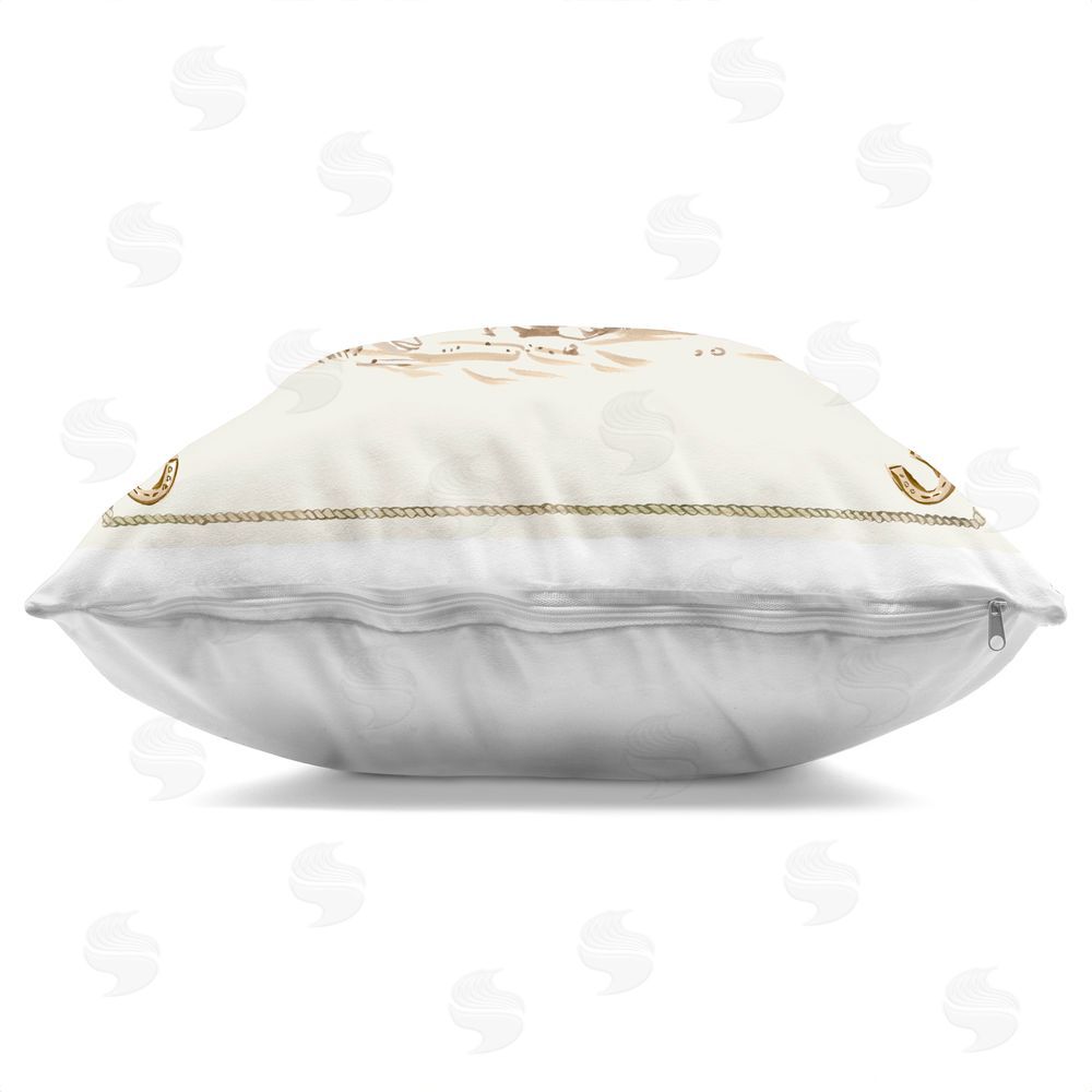 Erin Makai Lassoing Cowboy on Horseback Indoor Plush Polyester Square Throw Pillow Zipper Detail