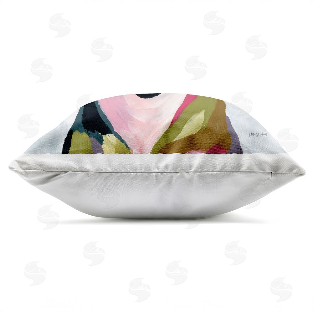 Yvette St. Amant Abstract Pitbull Portrait Outdoor Quick-Dry Polyester Square Throw Pillow Zipper Detail