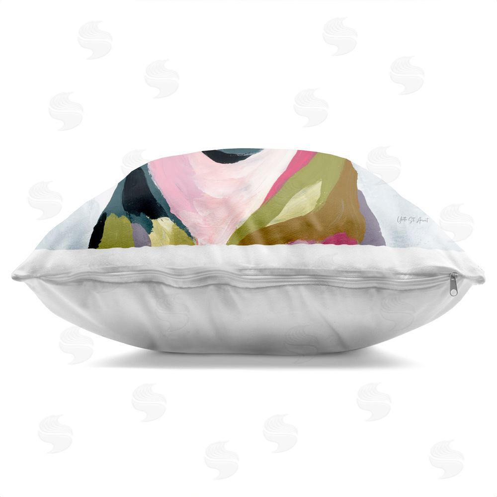 Yvette St. Amant Abstract Pitbull Portrait Indoor Plush Polyester Square Throw Pillow Zipper Detail