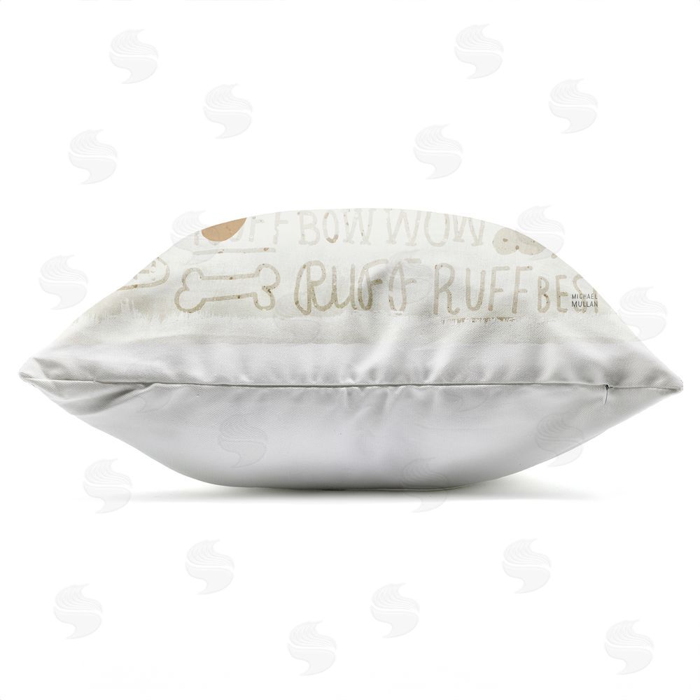 Michael Mullan Ruff Puppy Love with Beret Outdoor Quick-Dry Polyester Square Throw Pillow Zipper Detail