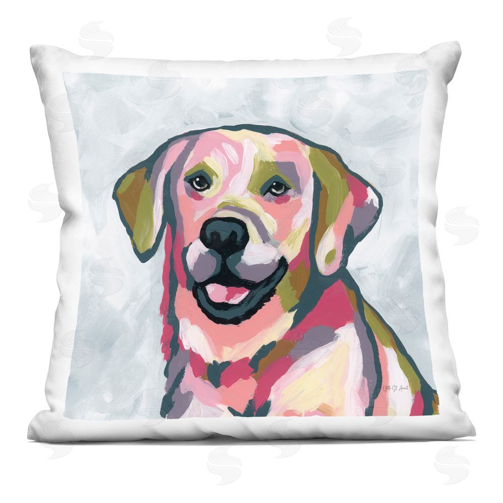 Yvette St. Amant Abstract Labrador Portrait Indoor Plush Polyester Square Throw Pillow