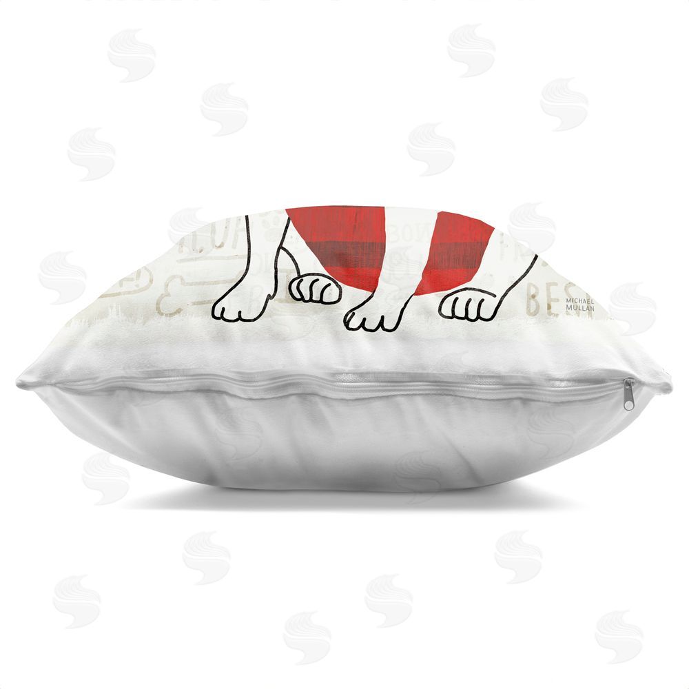 Michael Mullan Bark Puppy Love with Cap Indoor Plush Polyester Square Throw Pillow Zipper Detail