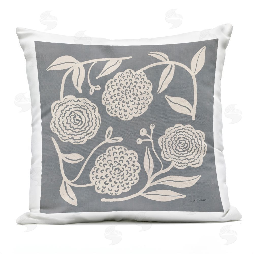 Cheryl Warrick Bloom Toss in Neutrals Outdoor Quick-Dry Polyester Square Throw Pillow