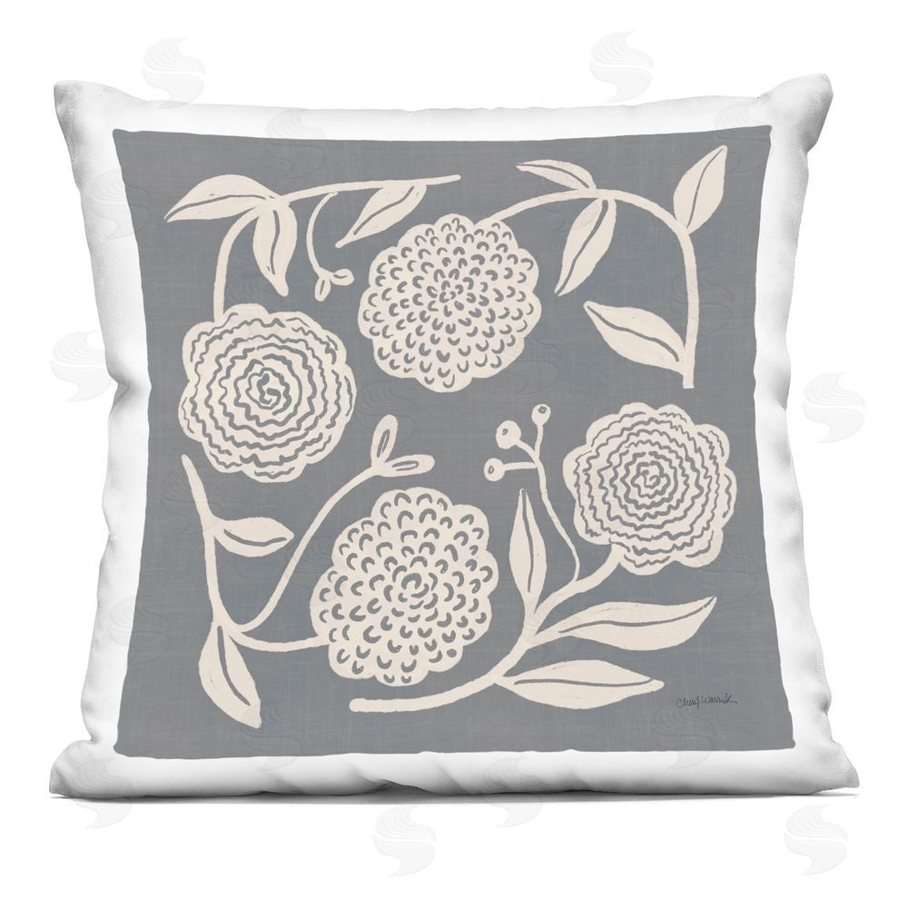 Cheryl Warrick Bloom Toss in Neutrals Indoor Plush Polyester Square Throw Pillow