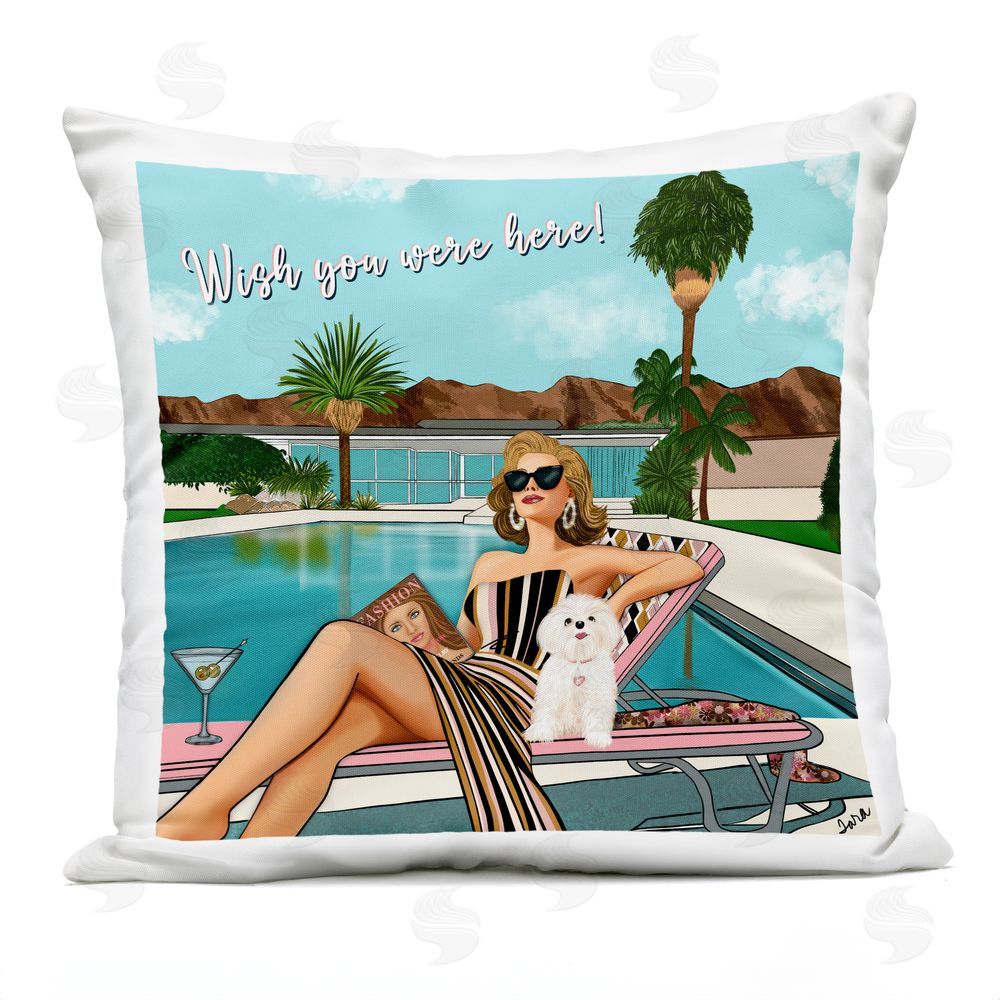 Tara Boone Wish You Were Here Palm Springs Outdoor Square Printed Throw Pillow