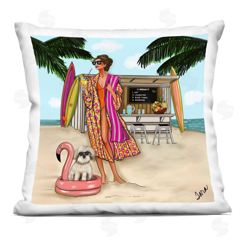 Tara Boone Beach Girl in Summer Sun Square Printed Throw Pillow