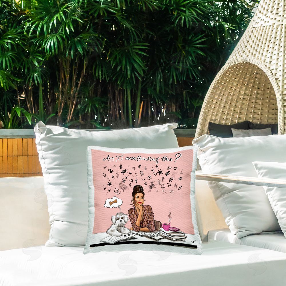 Tara Boone Overthinking Reflection with Puppy Outdoor Square Printed Throw Pillow on Seat