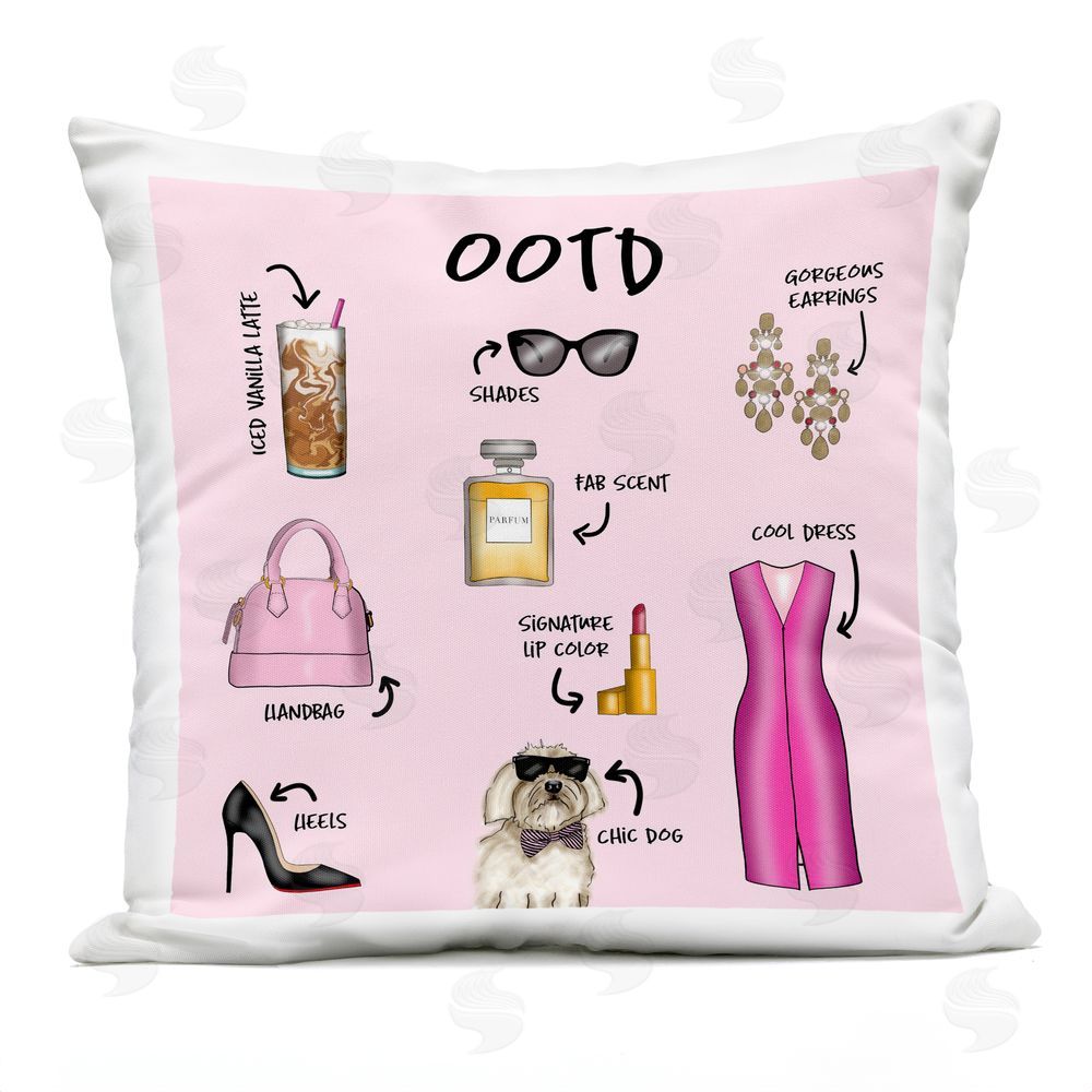 Tara Boone Feminine Glam Outfit of the Day Outdoor Square Printed Throw Pillow