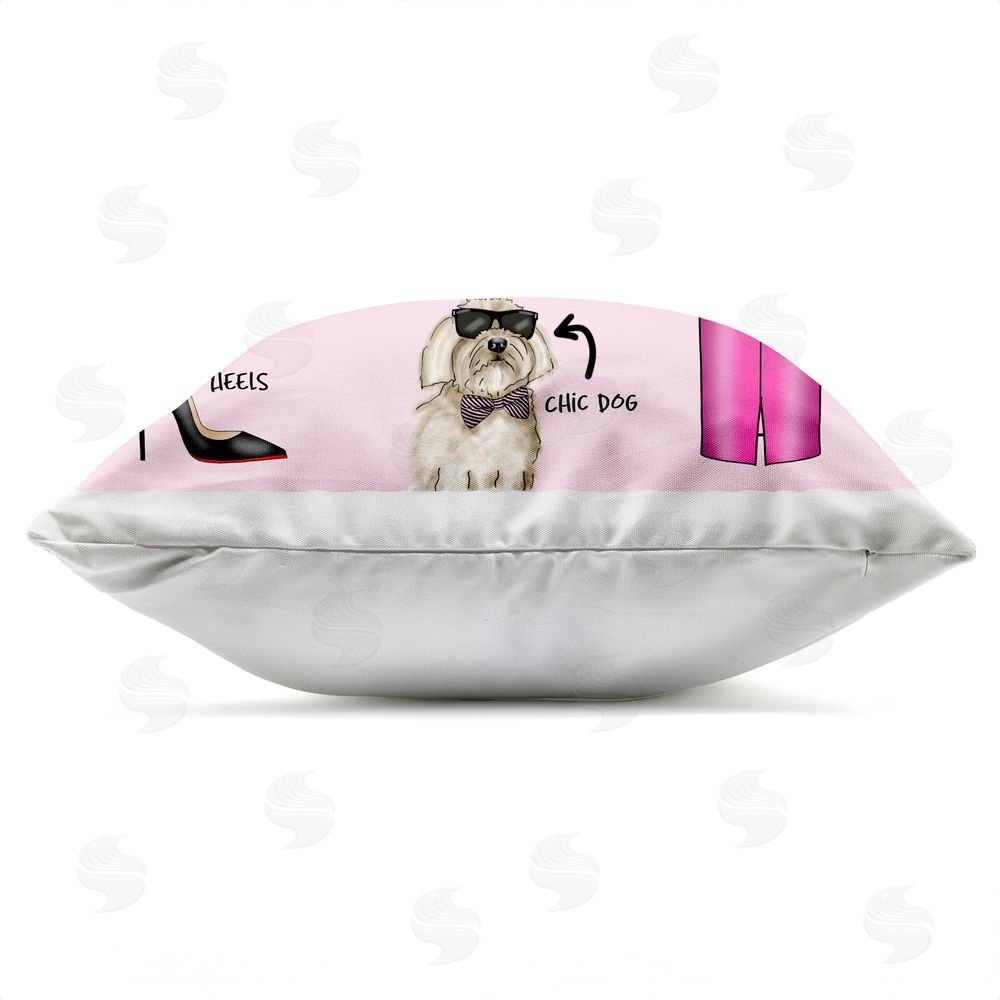 Tara Boone Feminine Glam Outfit of the Day Outdoor Square Printed Throw Pillow Side View with Zipper Detail